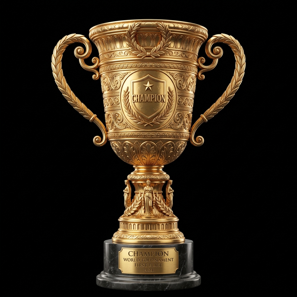 Golden championship trophy representing the Jaccpot ₹1 crore top prize